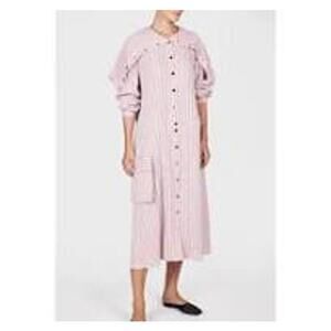Tibi Viscose Twill Anorak Maxi  Shirtdress Pink Women's Size XS